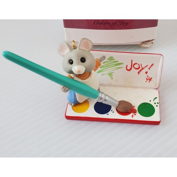 Mouse with Paintbrush Art Palette Colors of Joy Hallmark 1994 Christmas Ornament - Picture 3 of 8